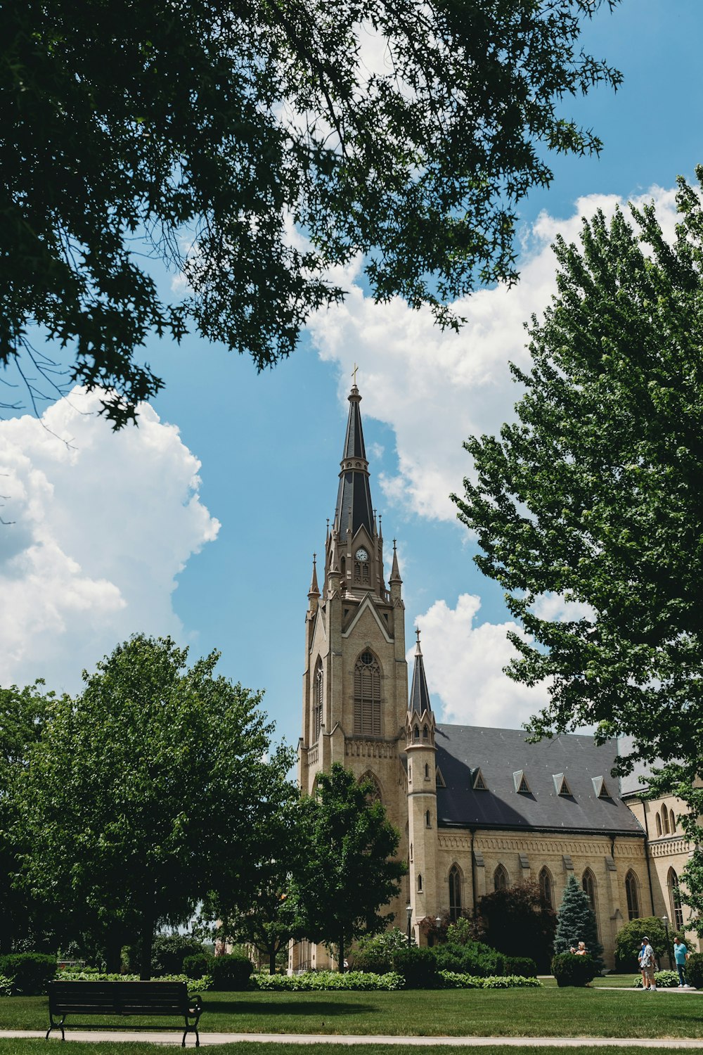 a church with a tall tower