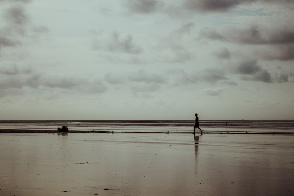 a person walking on a beach