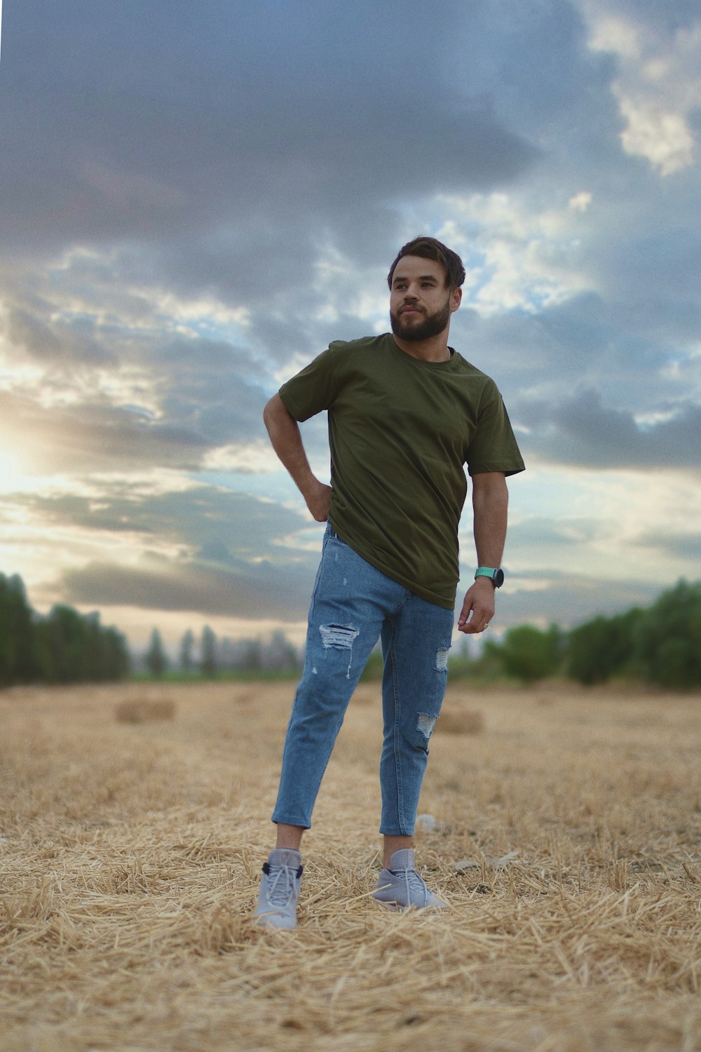 a man standing in a field