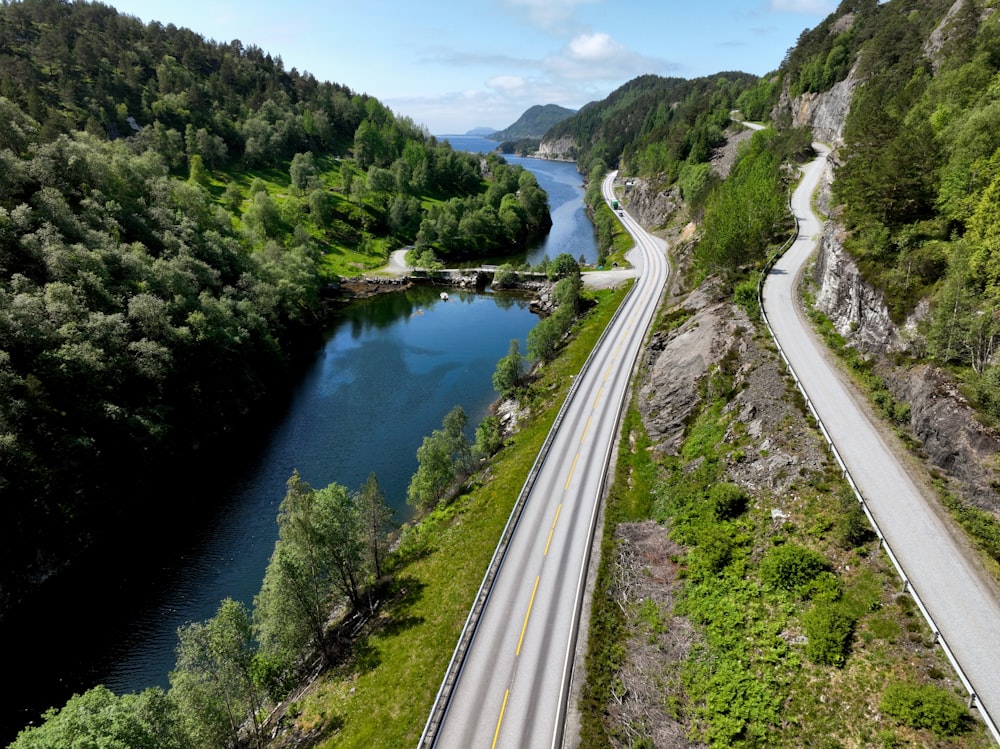 a river with a bridge over it