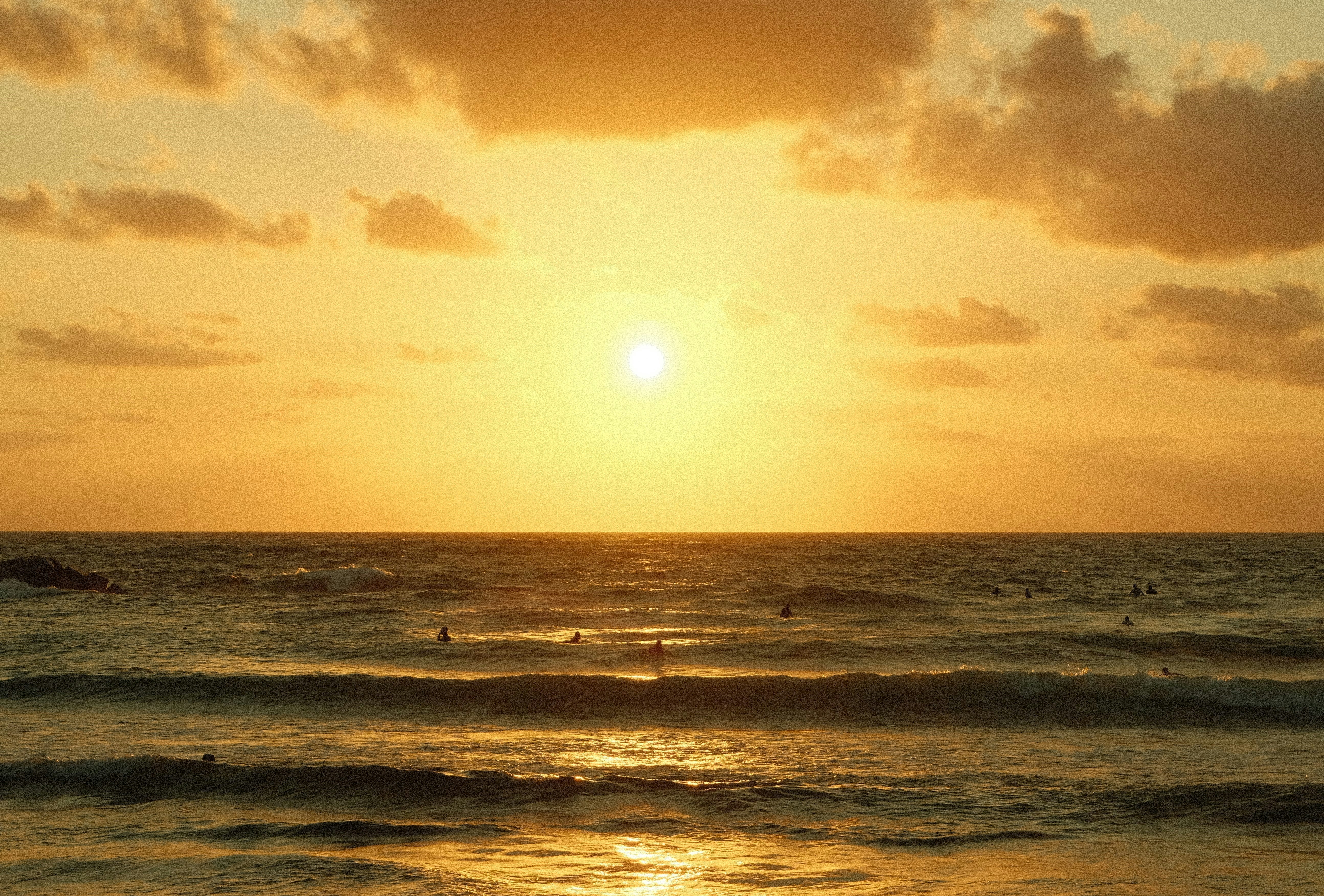 a group of people in the water