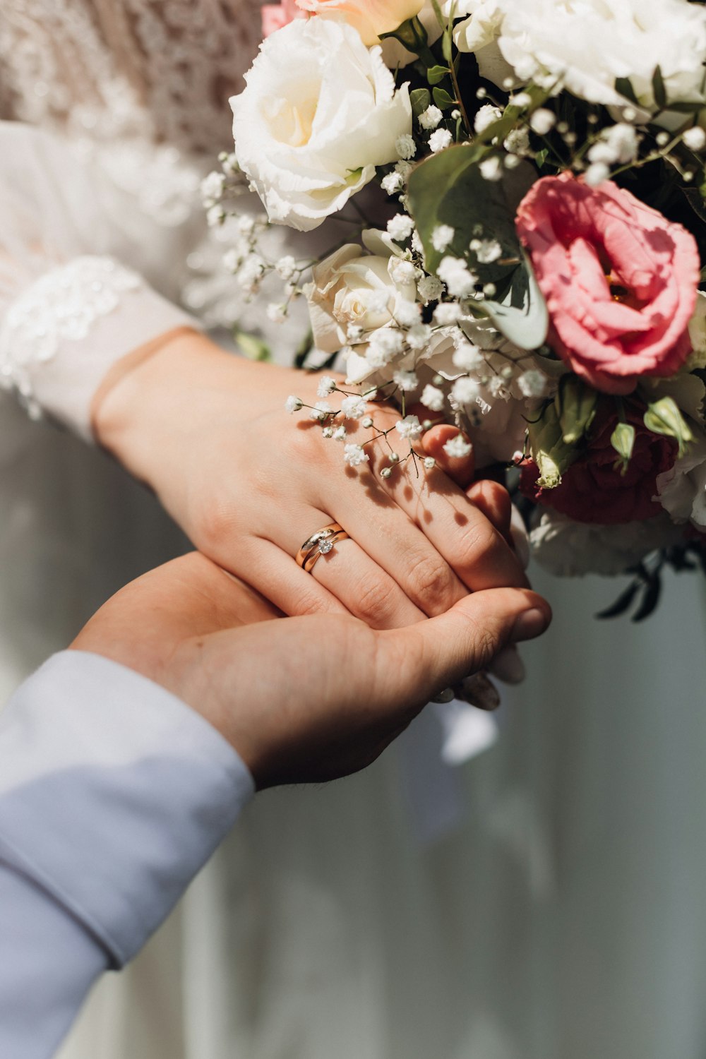 a person holding flowers