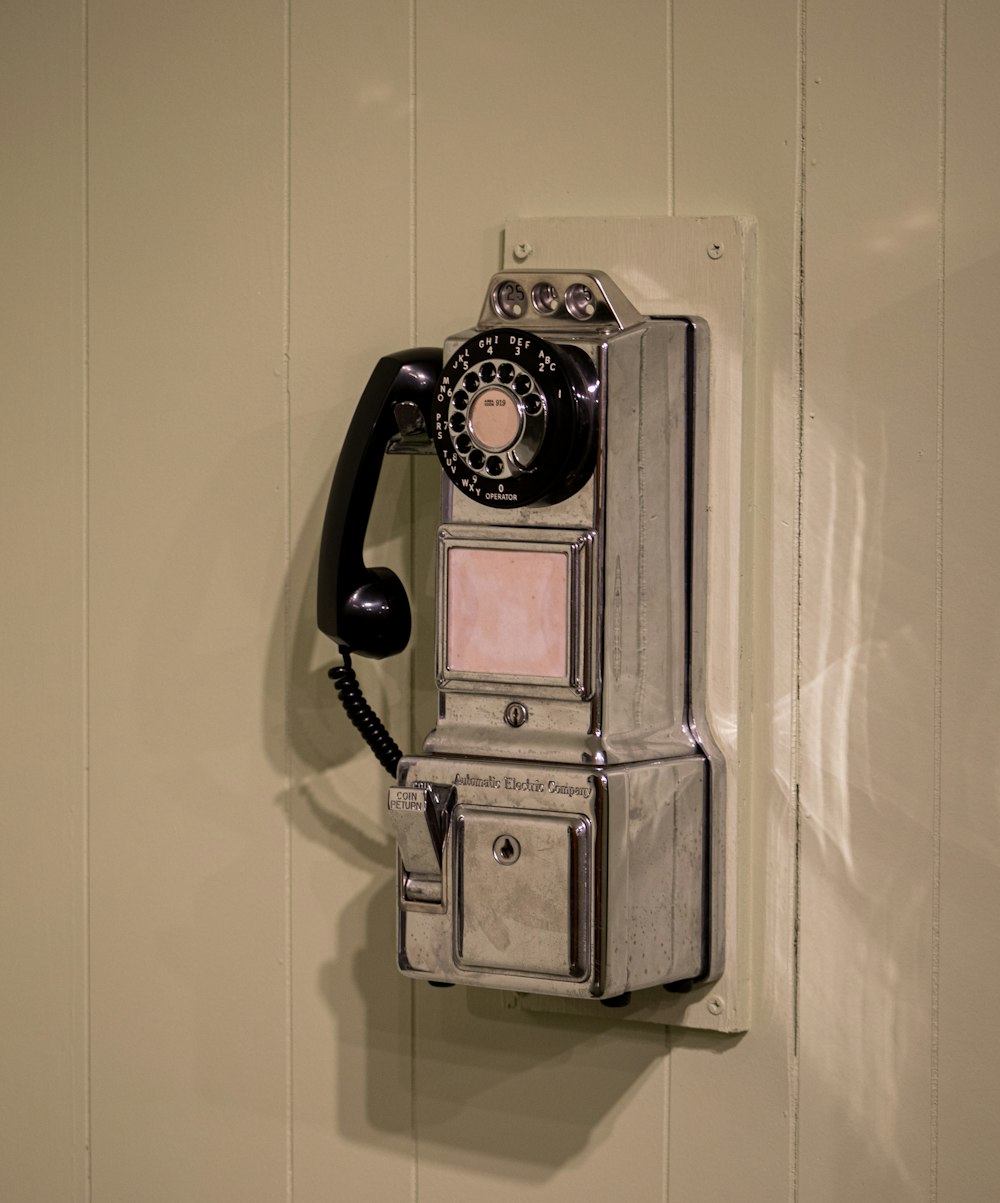 a black and silver telephone