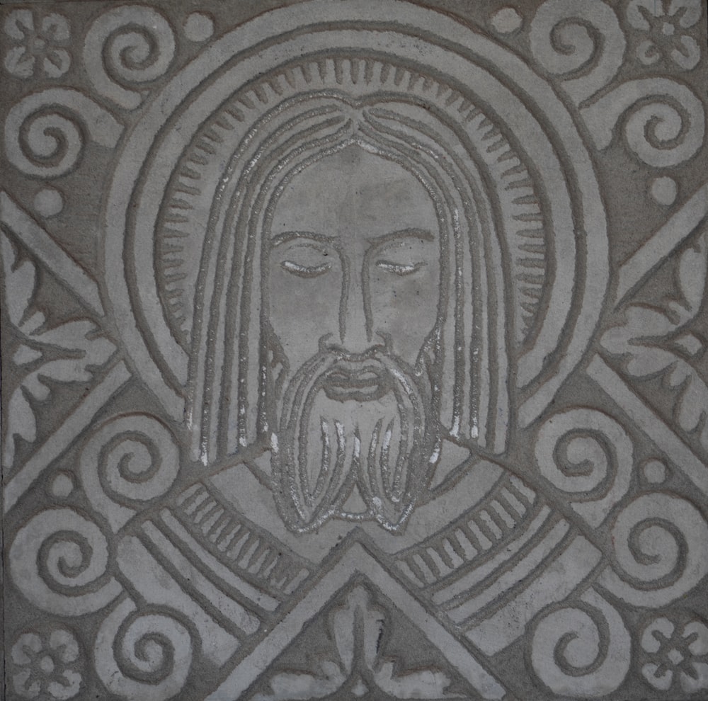 a carving of a person