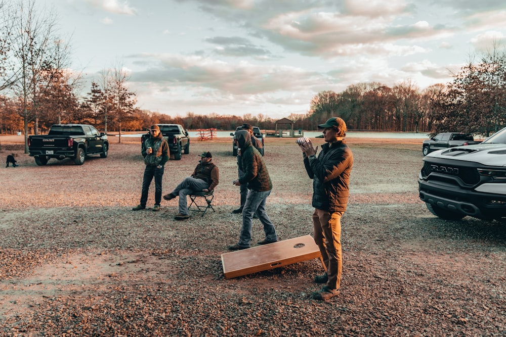 a group of people outside