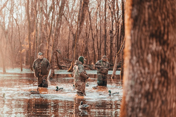 a group of soldiers in a swamp
