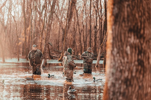 a group of soldiers in a swamp