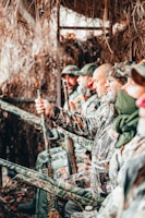 a group of soldiers in a forest