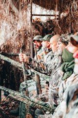 a group of soldiers in a forest