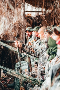 a group of soldiers in a forest