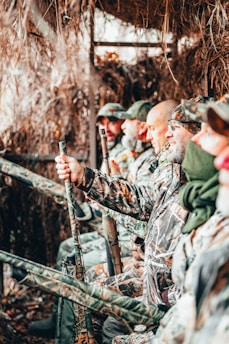 a group of soldiers in a forest