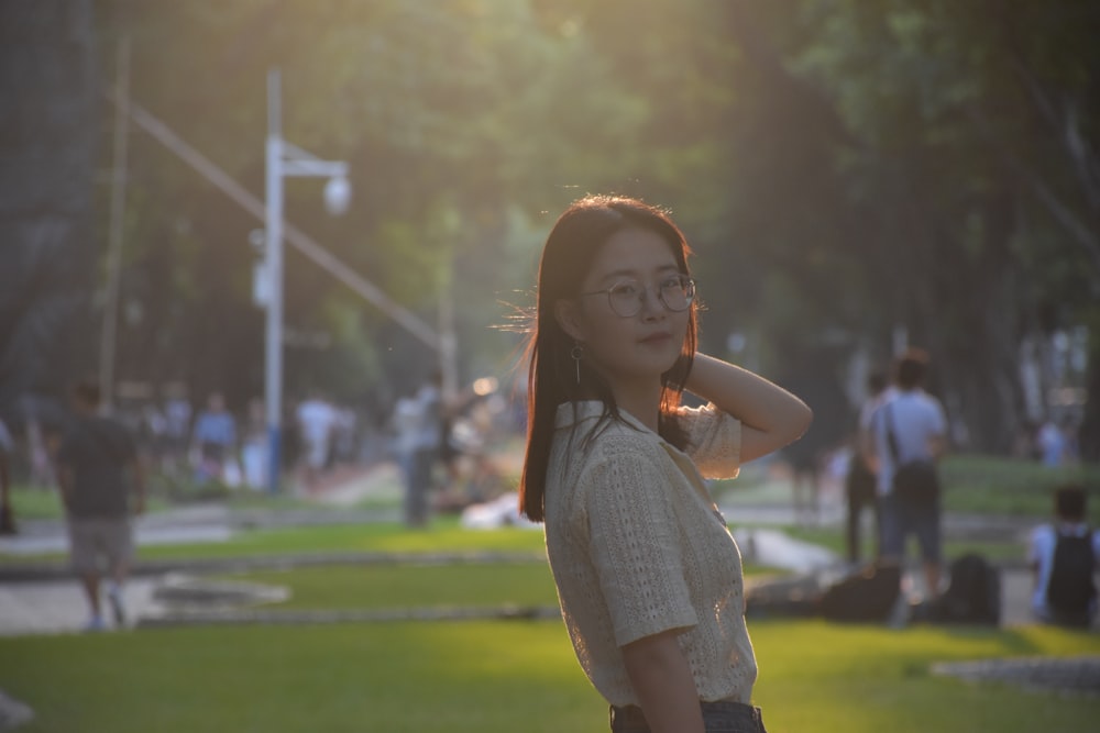 a person standing in a park