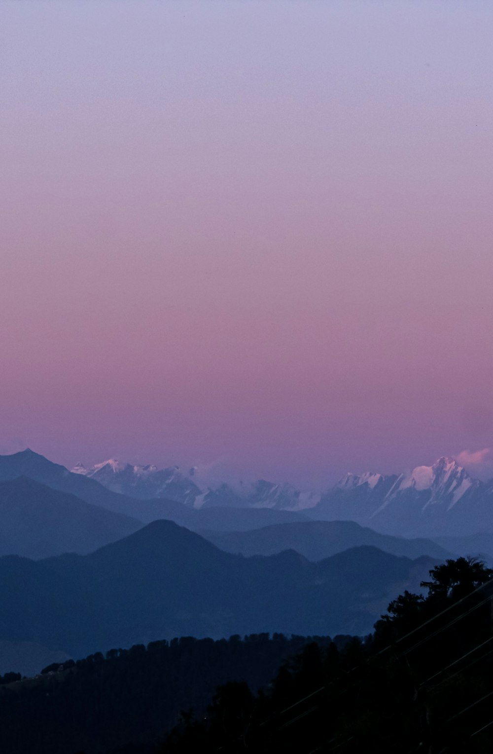 Una vista de montañas y árboles