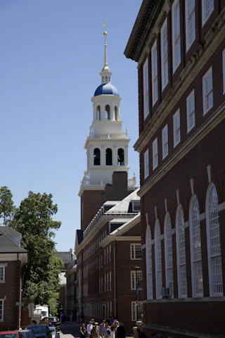 a tall building with Independence Hall