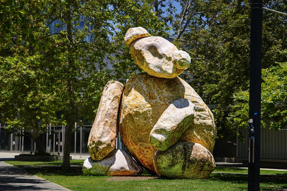 a large rock sculpture in a park