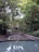 A serene natural setting features a pond bordered by stone walls, surrounded by dense foliage and tall trees. In the background, a cabin or small house is partially visible through the lush green vegetation.