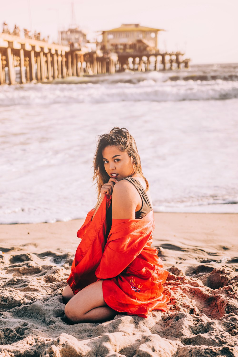 a person sitting on a beach