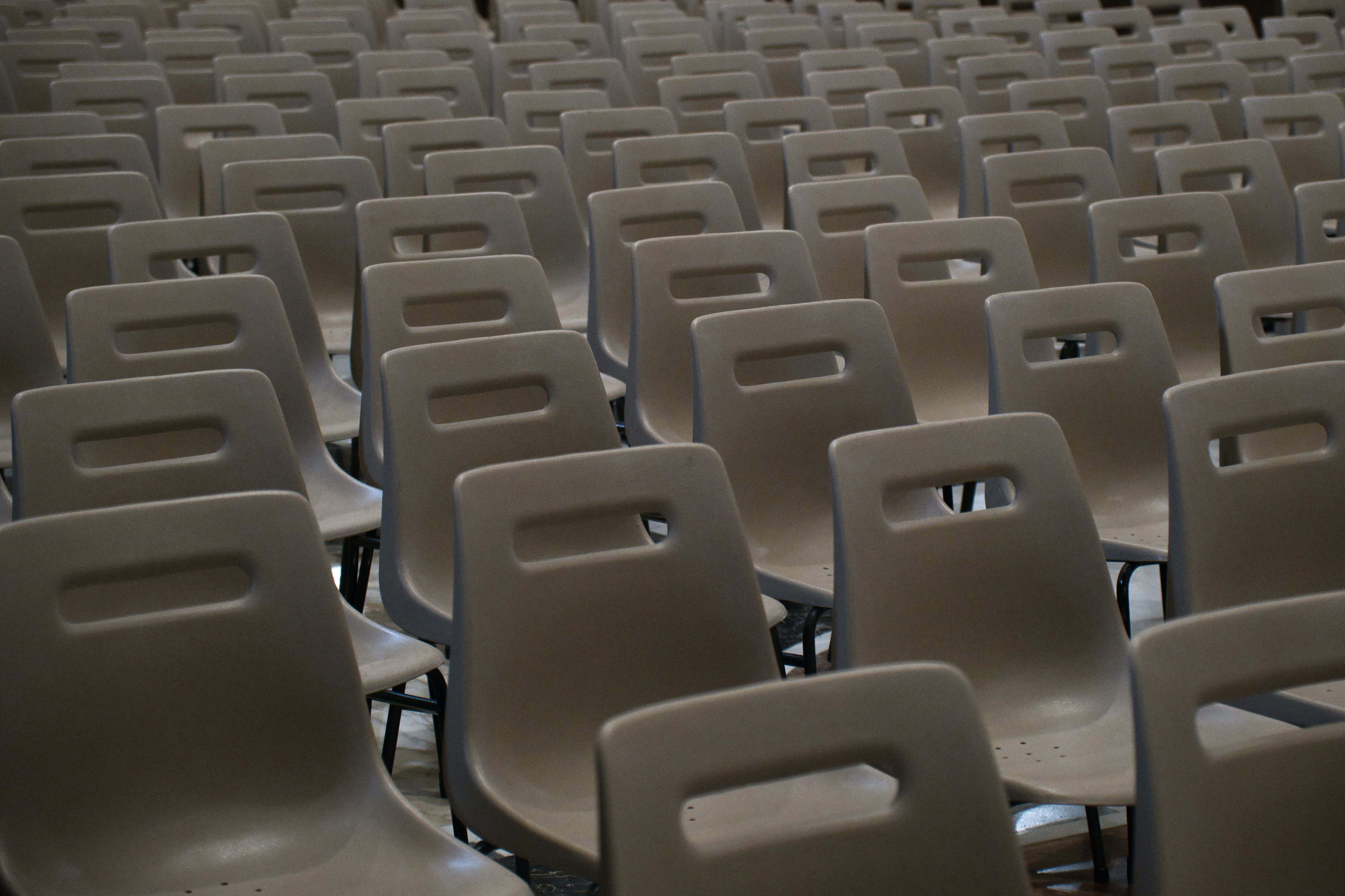 Empty classroom chairs