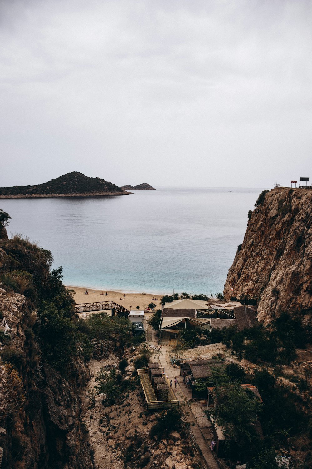 a town on a cliff by the water