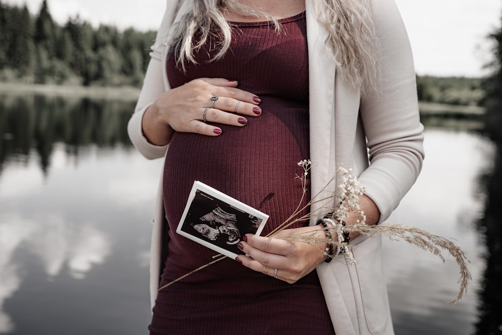 a woman holding a picture