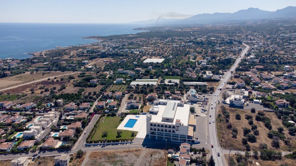 an aerial view of a city