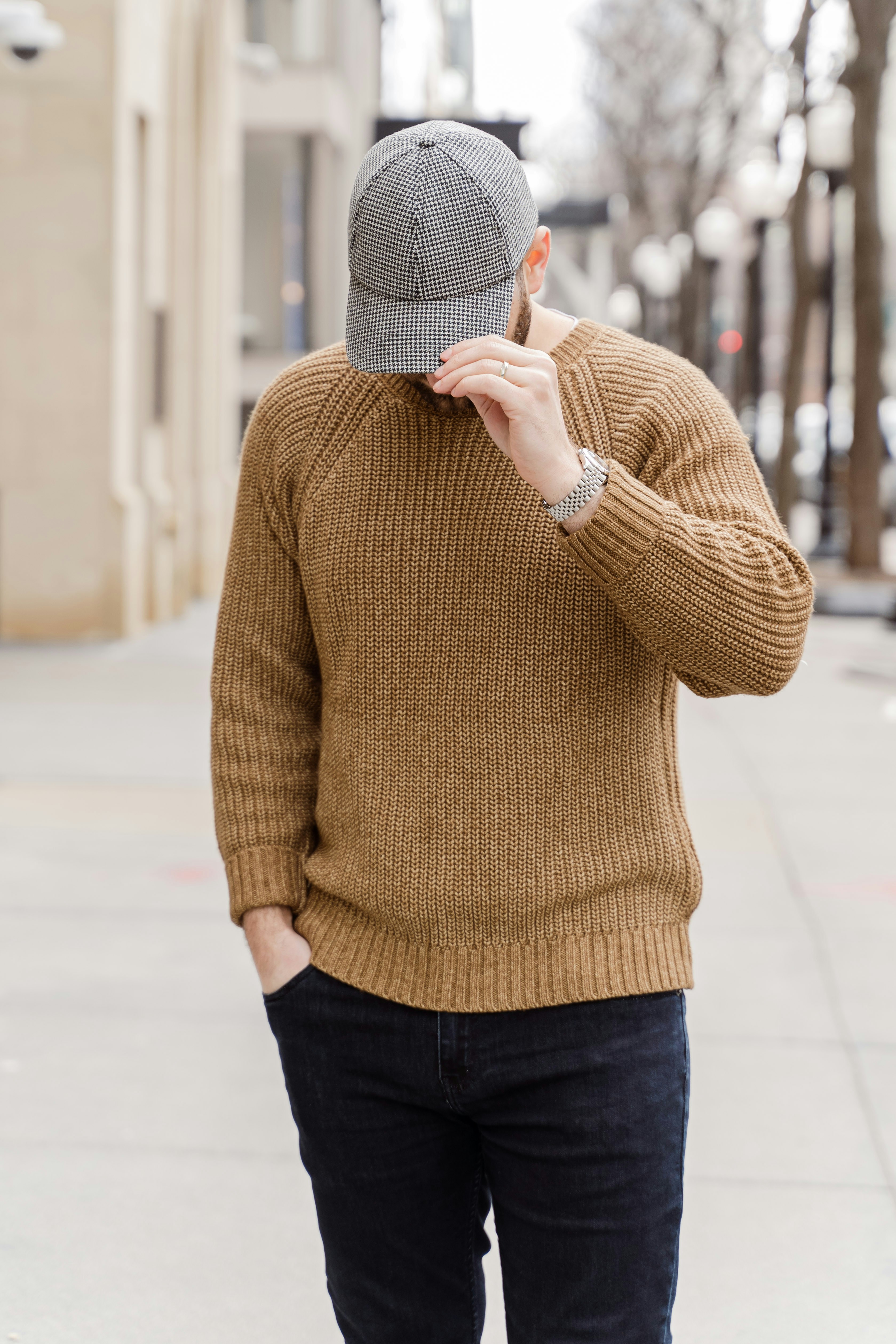 Merino wool crewneck sweater in sand