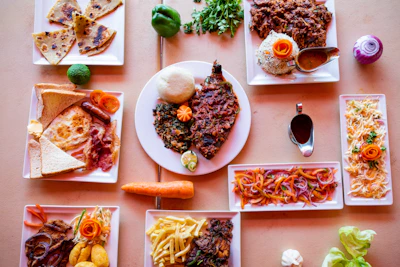 A vibrant spread of diverse culinary dishes showcasing global gastronomy.