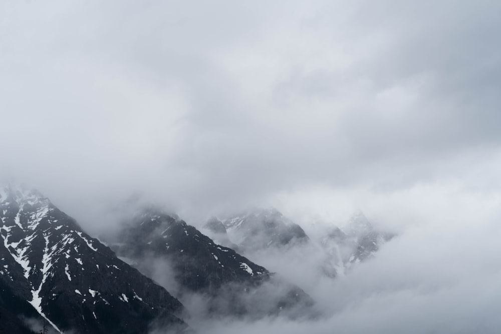 a mountain covered in clouds