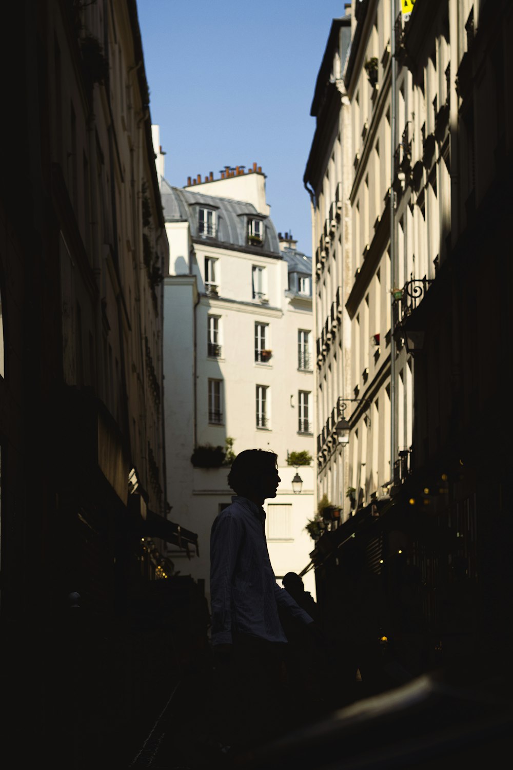 a person walking down a street