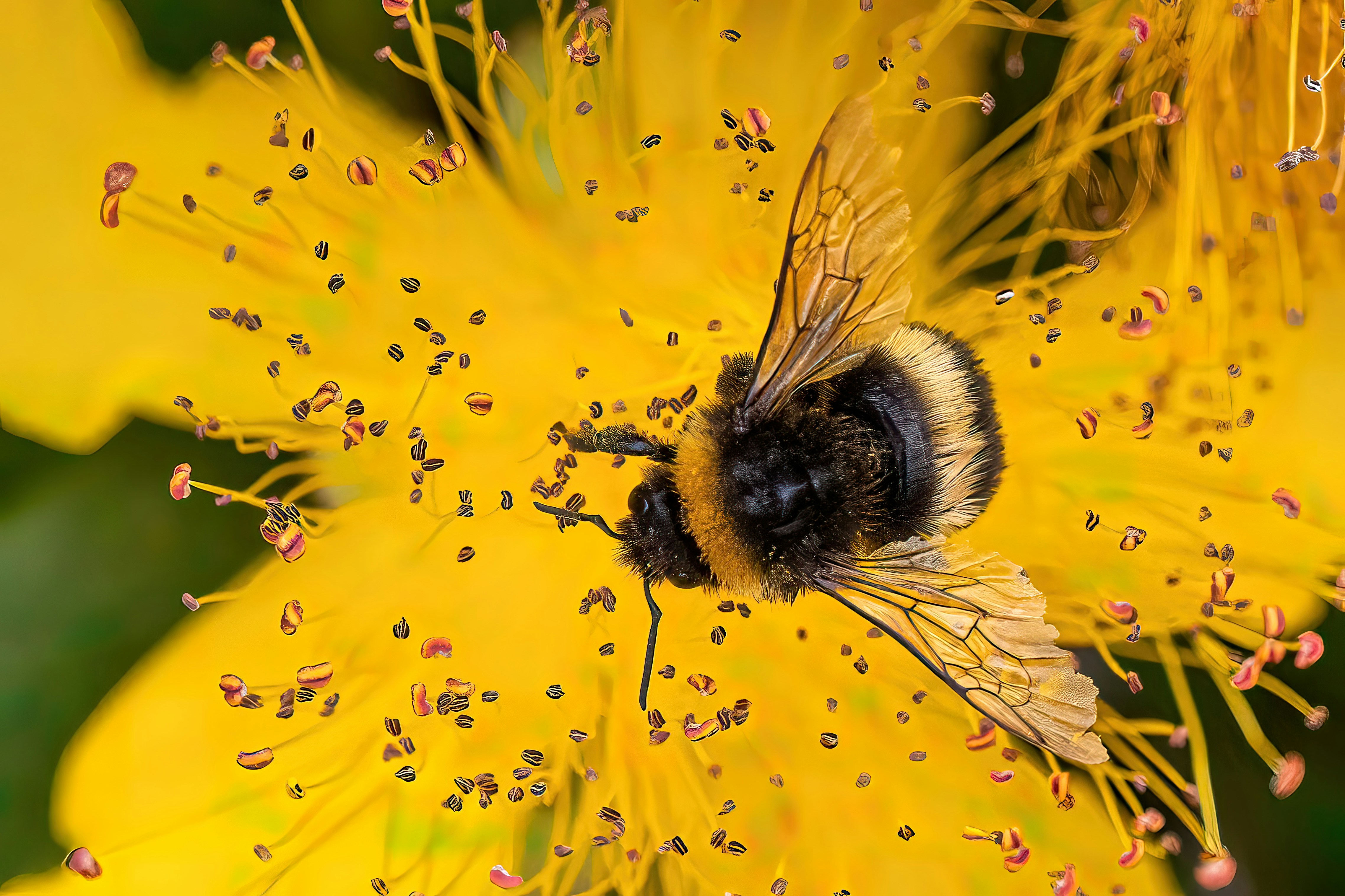 a bee on a yellow flower
