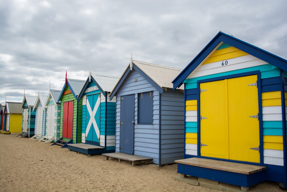 a row of beach huts