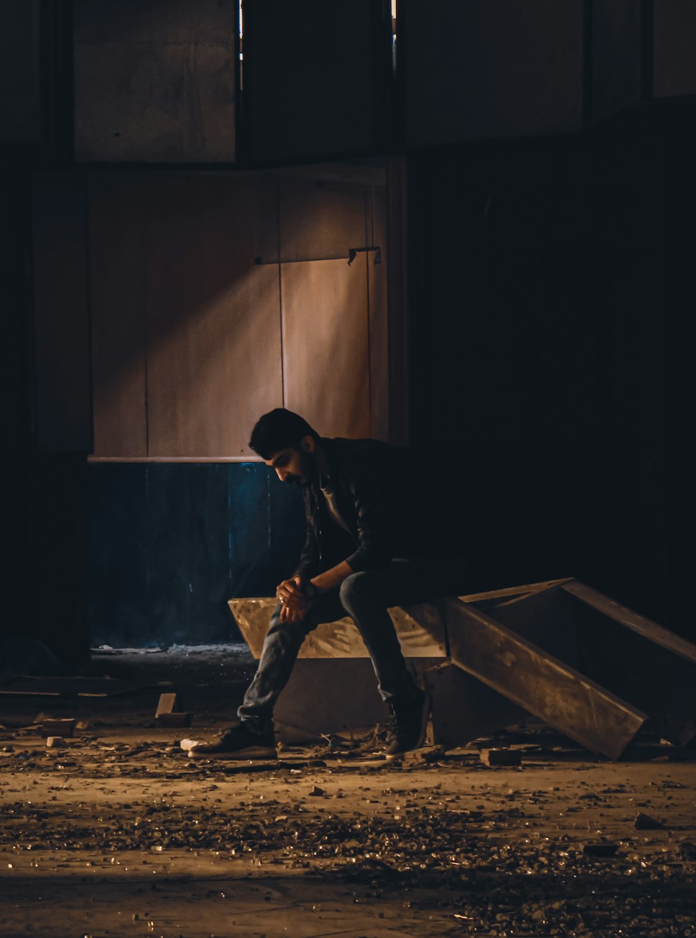 a man walking on a ramp