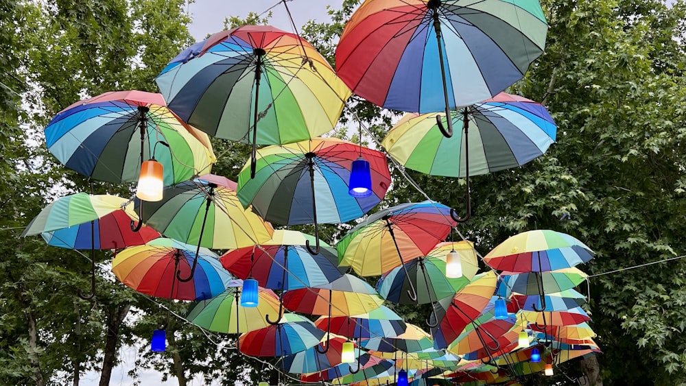 a group of colorful umbrellas