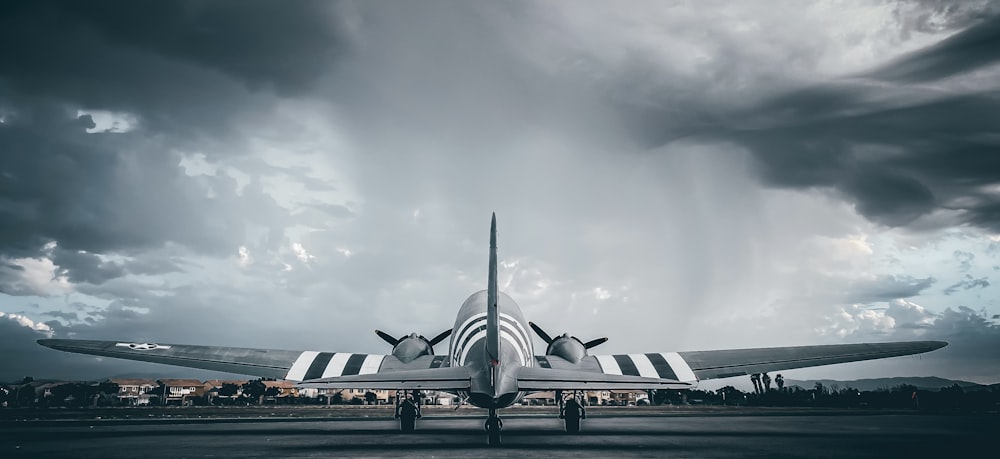 a plane on the runway