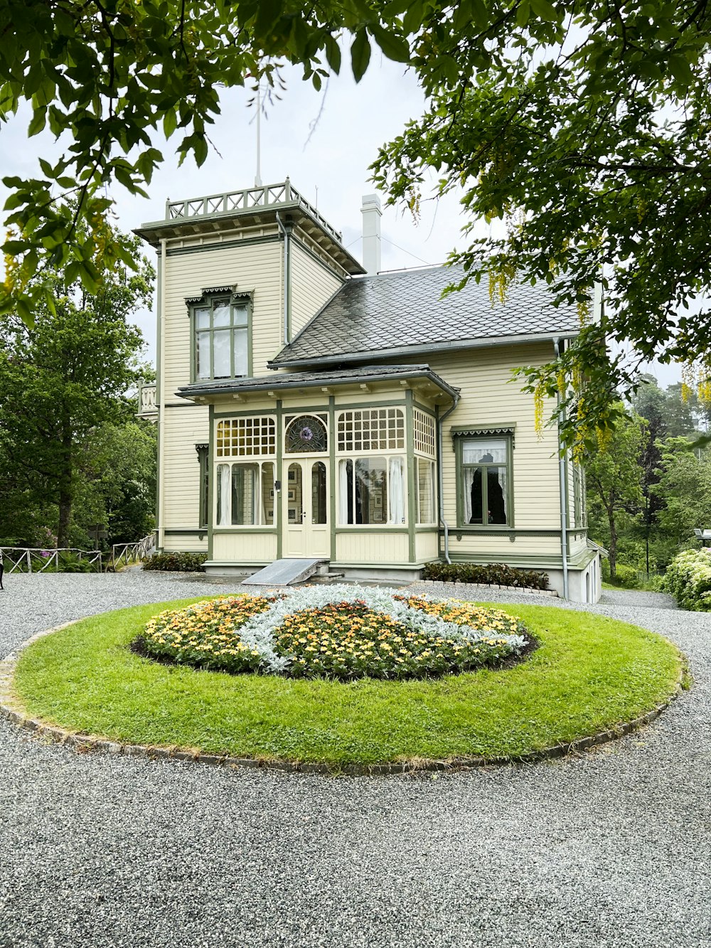 a house with a large front yard