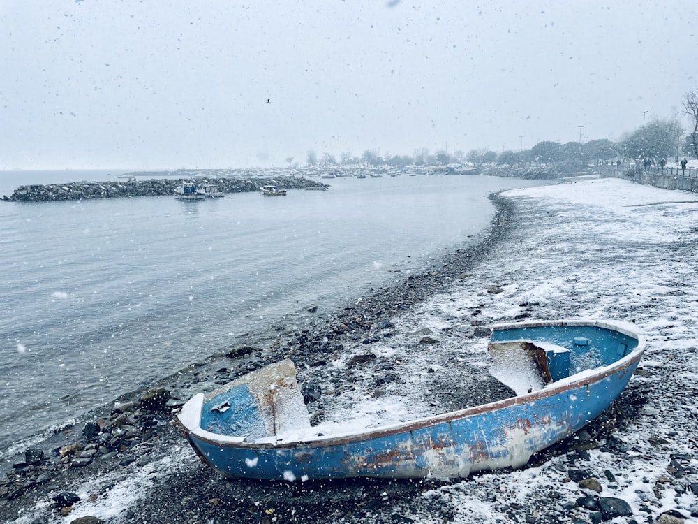 a boat on the shore