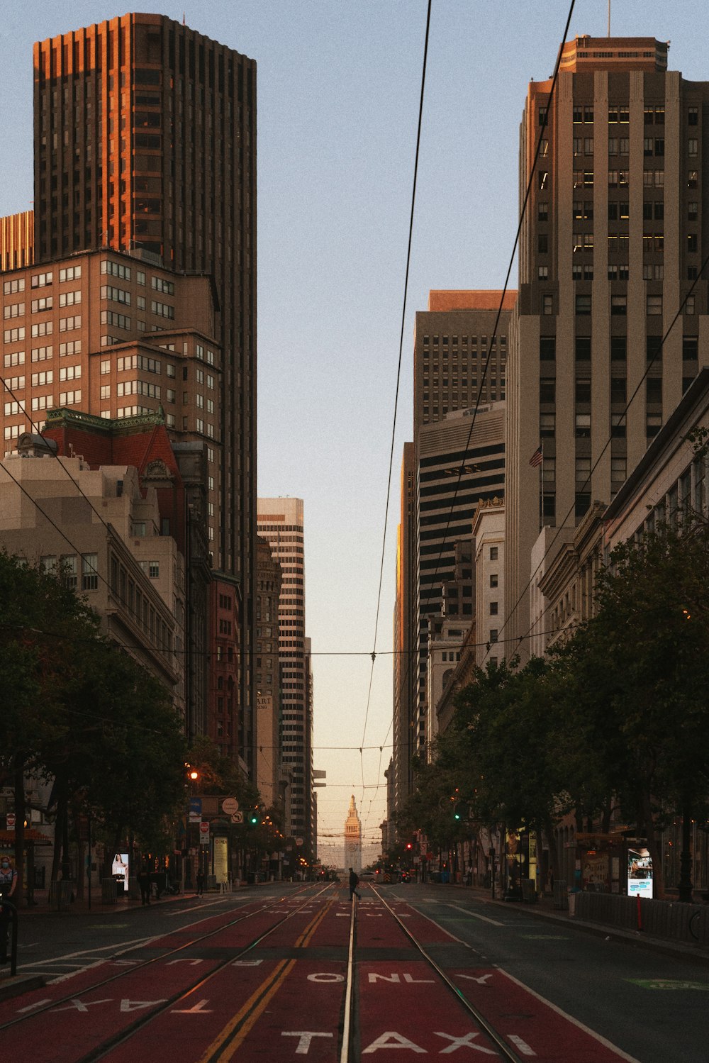 a street with tall buildings