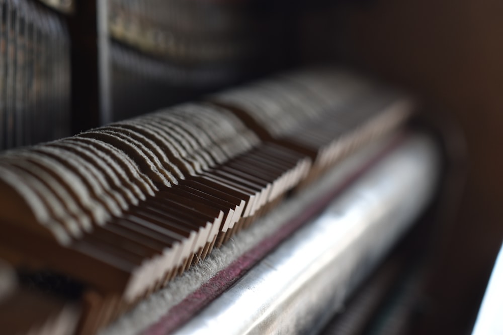 a close up of a piano