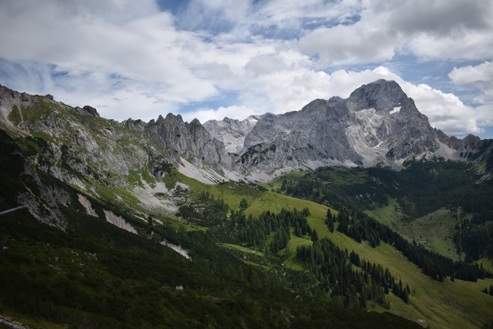 a mountain with snow