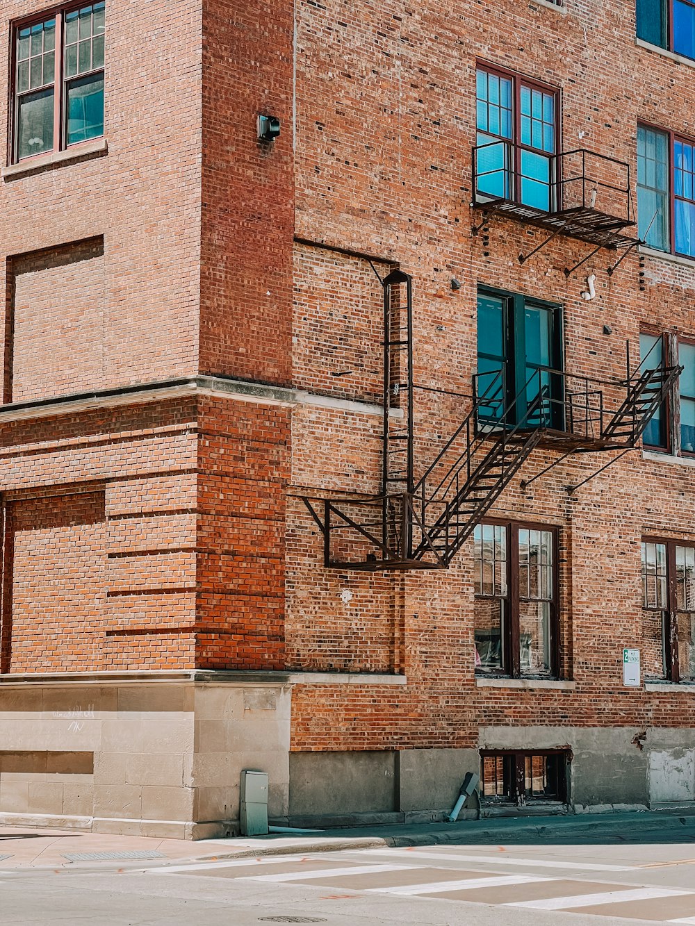 a brick building with a staircase