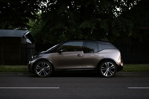 a silver car parked on a street