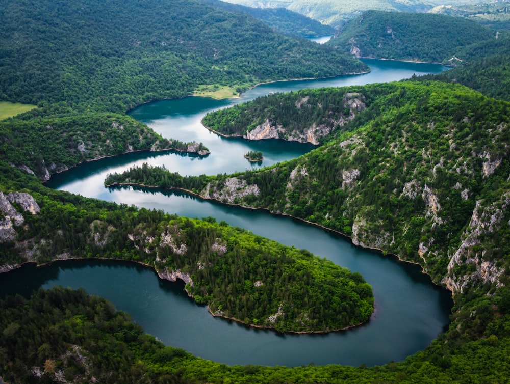 a river with trees and islands