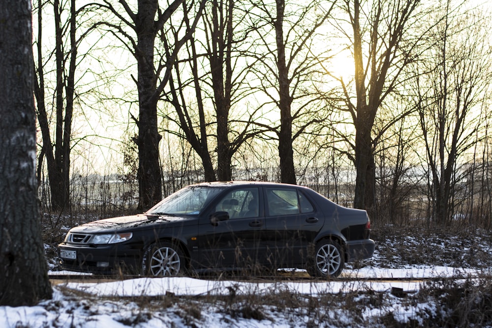 a car parked in a snowy area