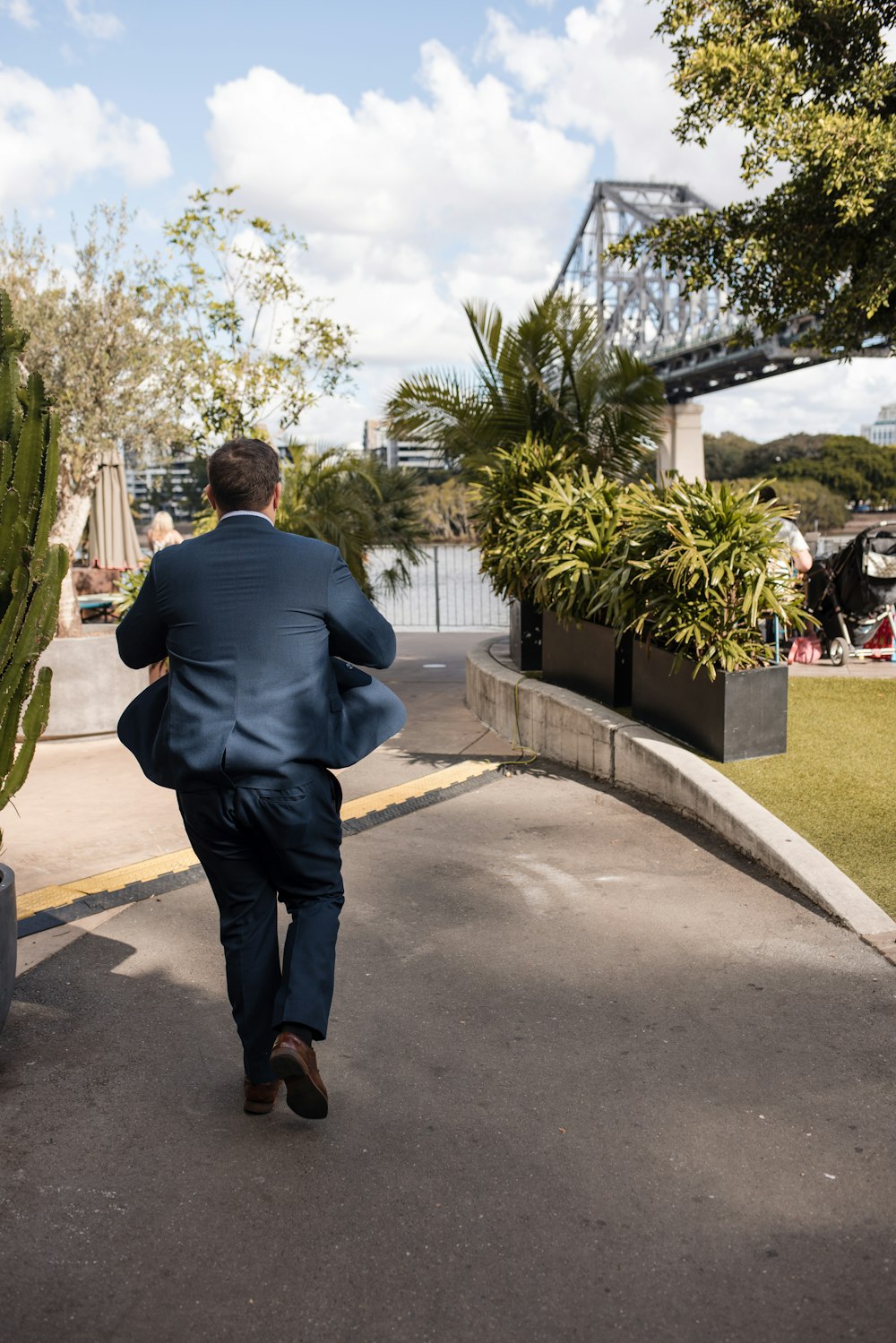 a man walking down a street