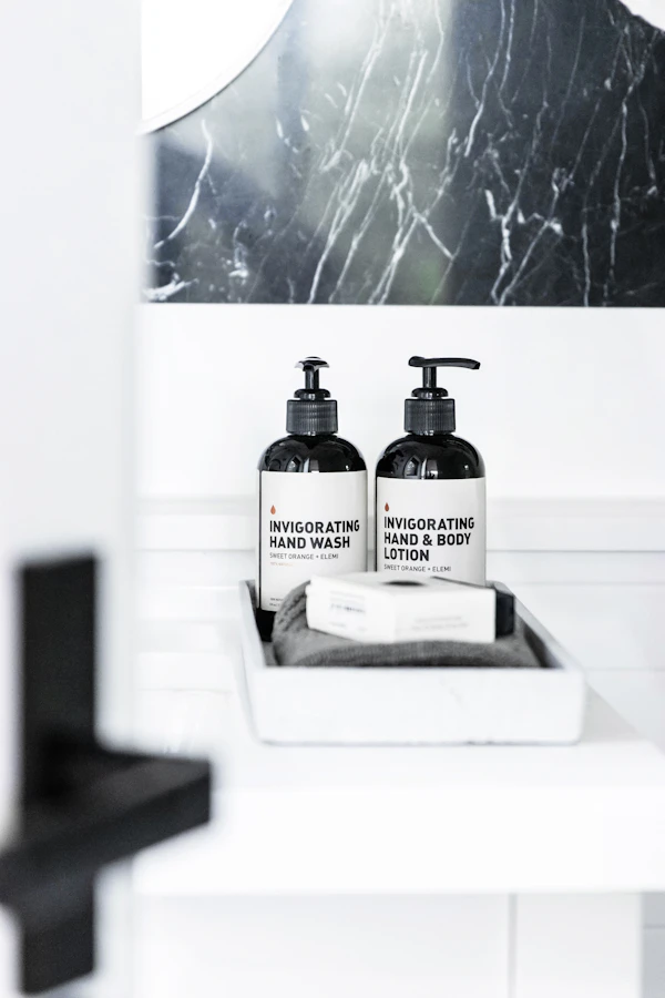 Premium personal care bottles on shelf