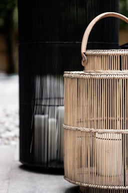 a basket on a rack