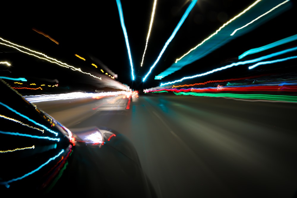 a car driving through a tunnel