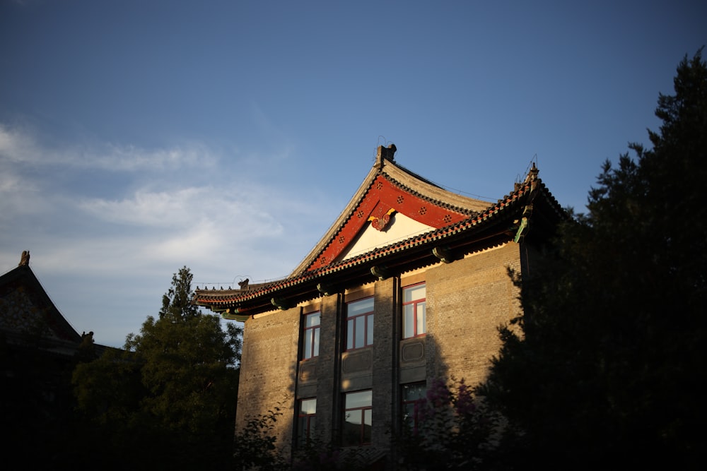 a building with a red roof