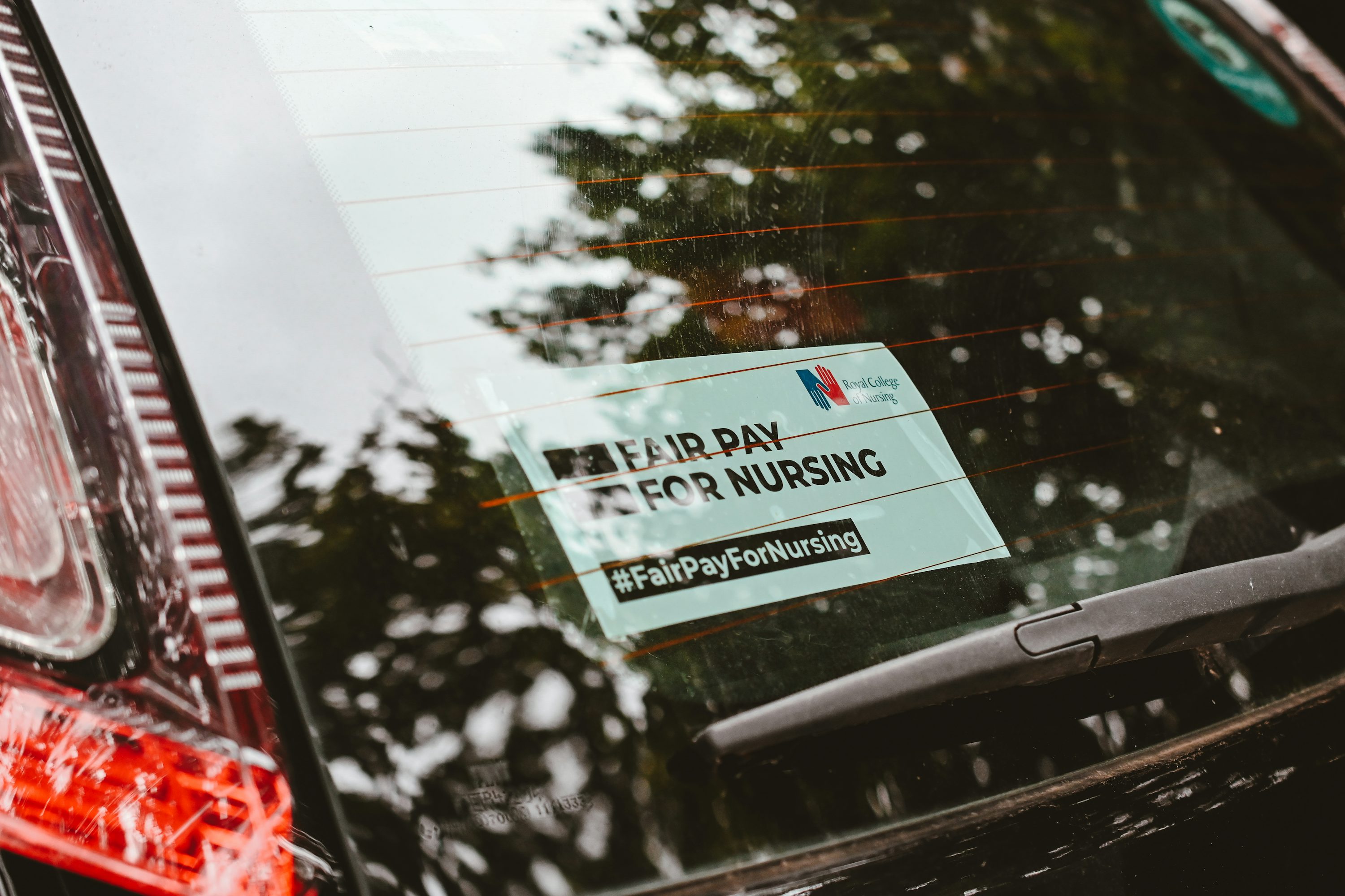 a sign on a window
