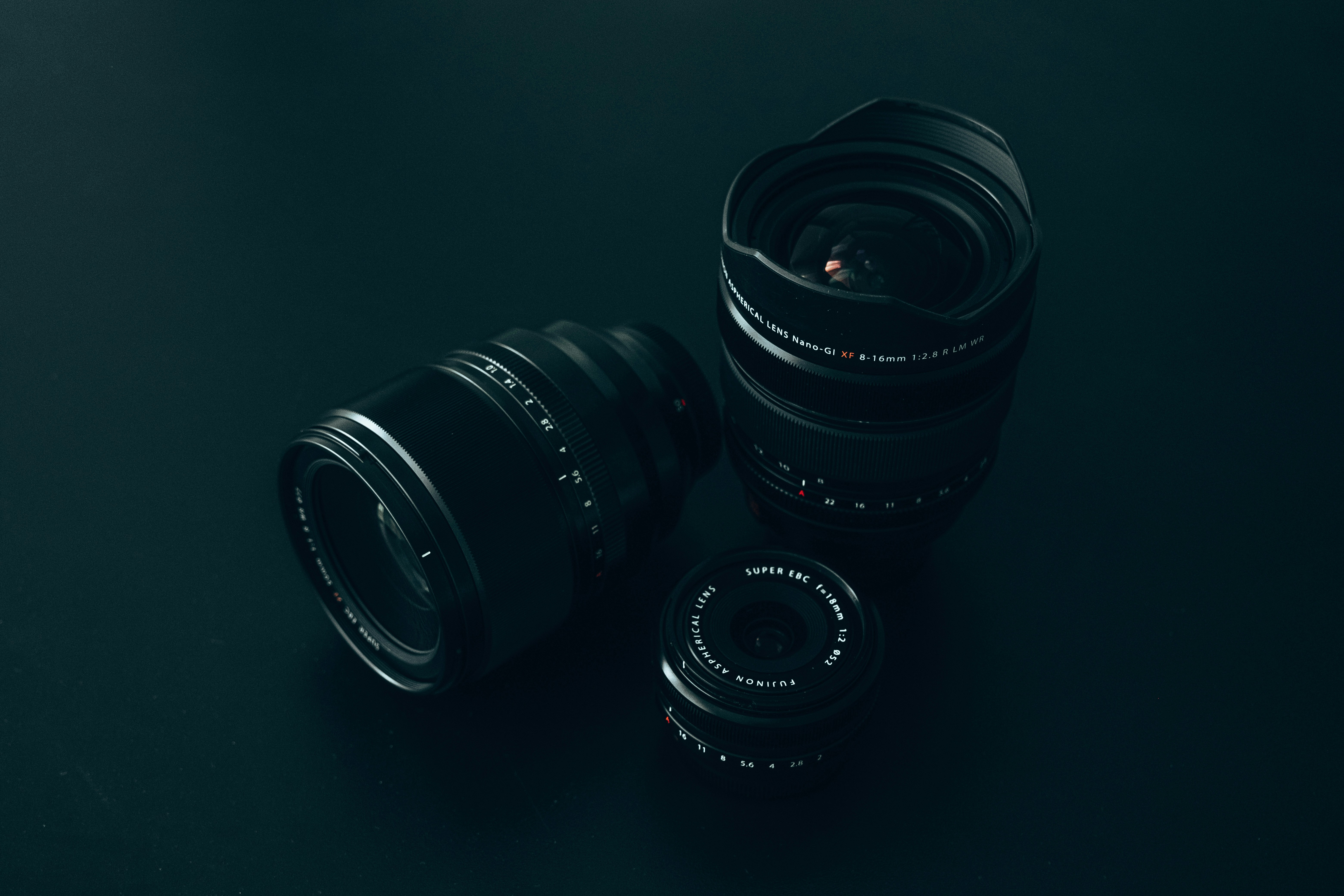 a camera lens on a black background